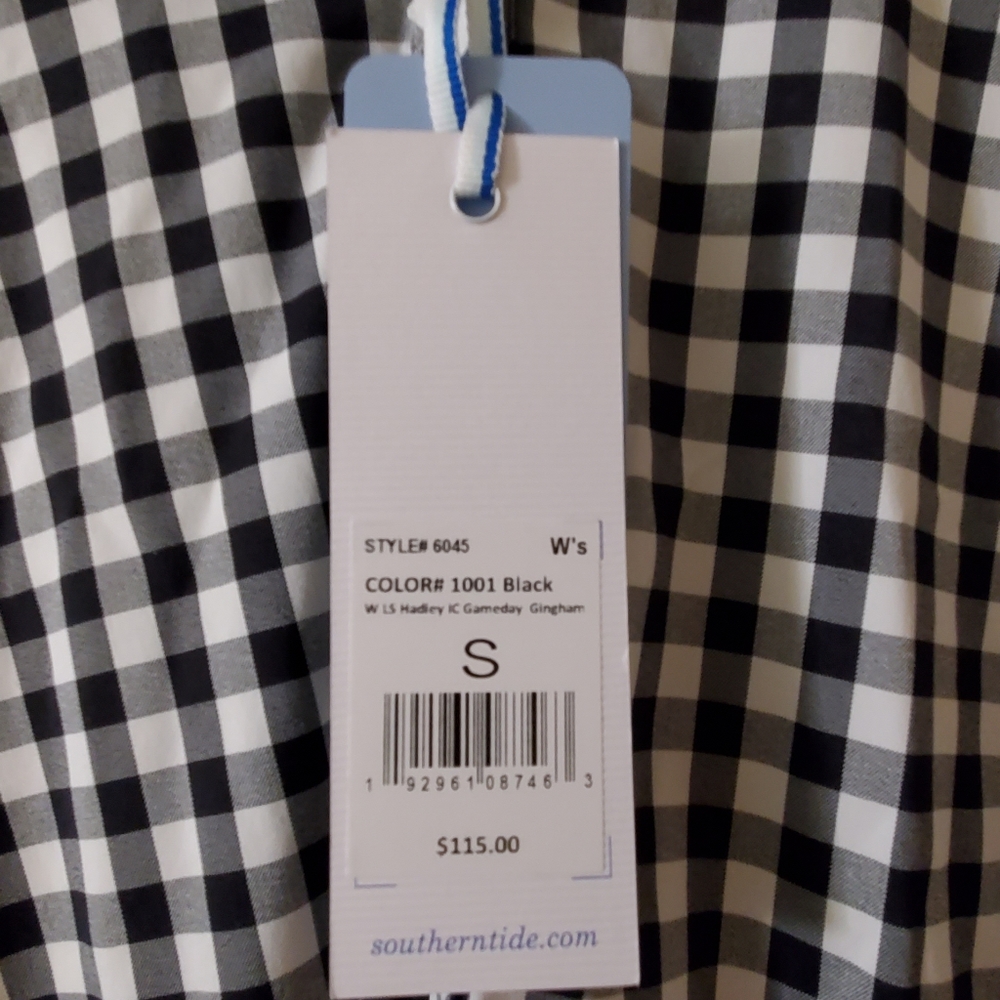 NWT NEW Southern Tide Hadley Womens 1/2 Button Up Shirt Size Small Black White - Picture 8 of 10